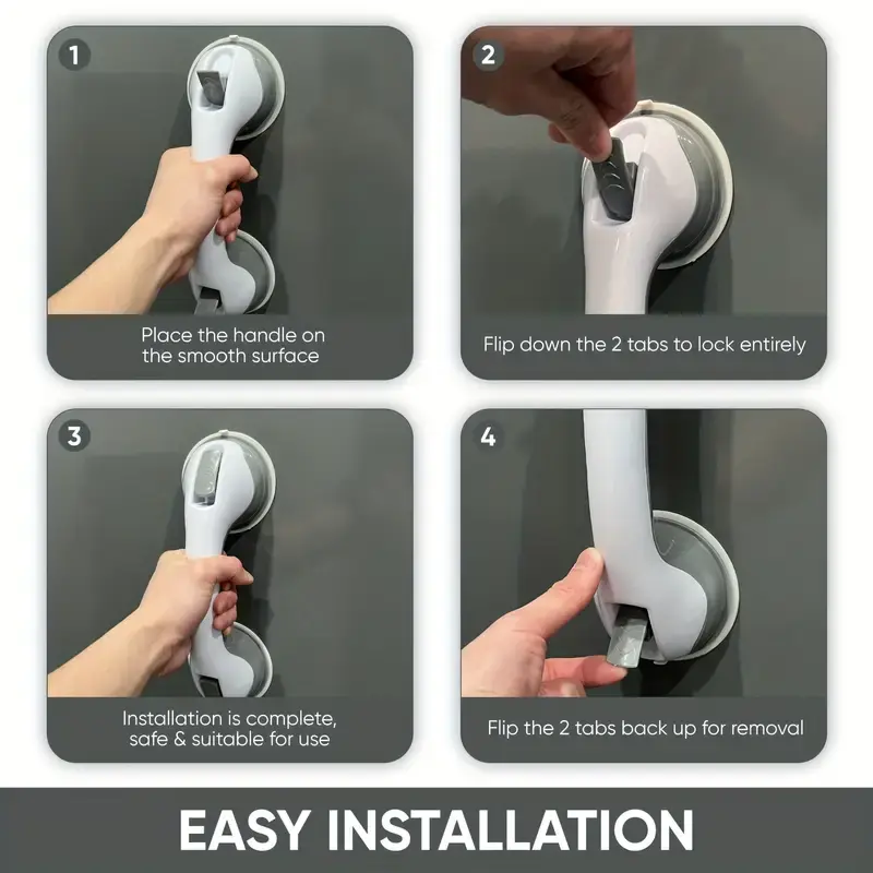 Thumbnail: Bathroom Handrail With Vacuum Sucker For Safety Support