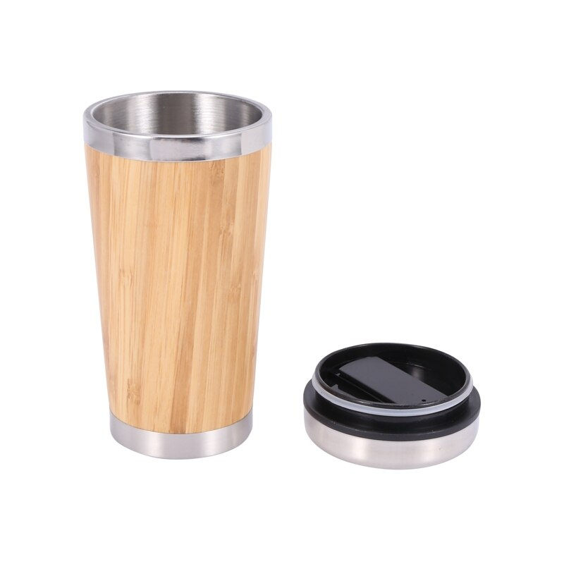 Miniatura: Vaso acero y bambú cónico sin asa 450 ml