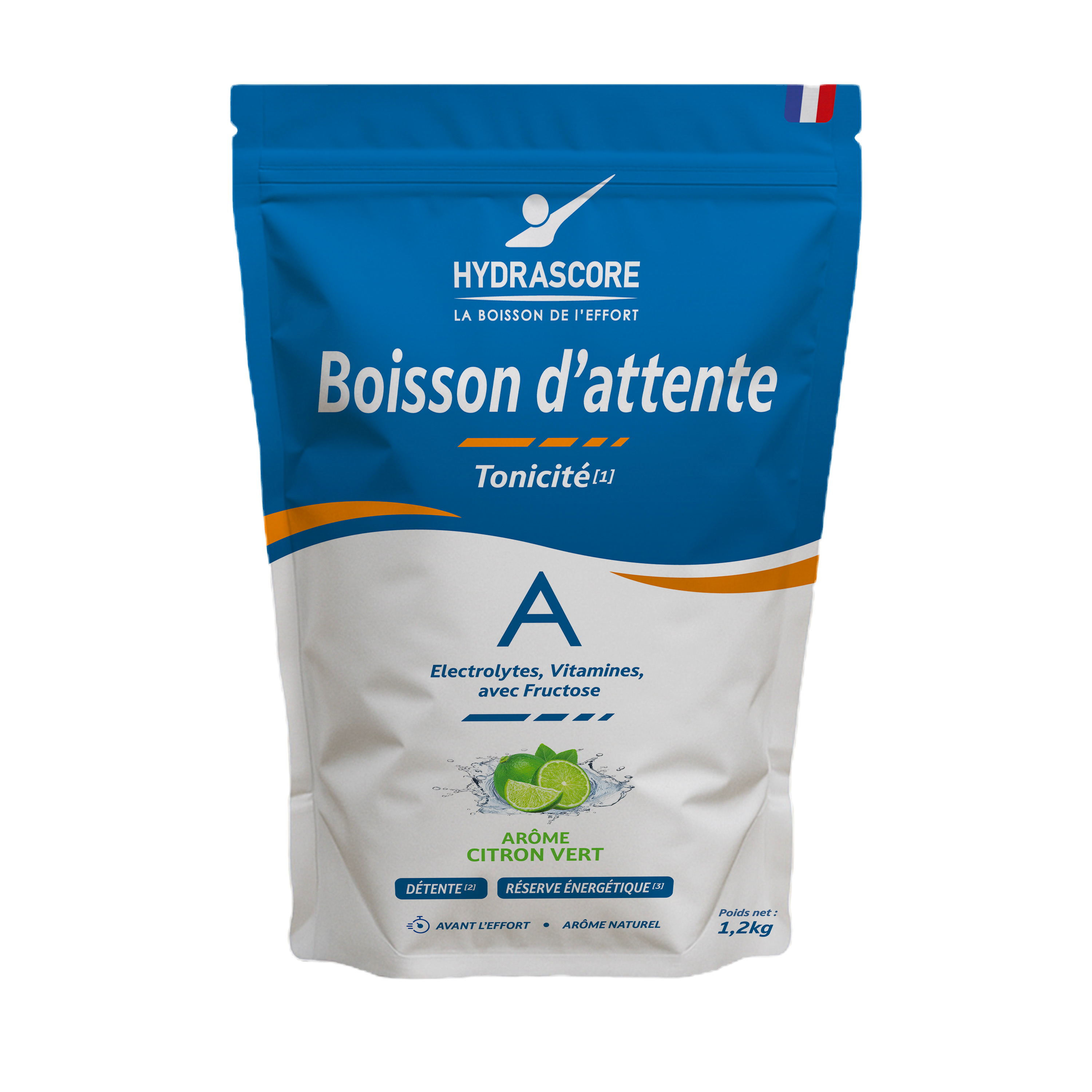 Hydrascore Boisson d'attente, saveur citron vert, avec fructose.