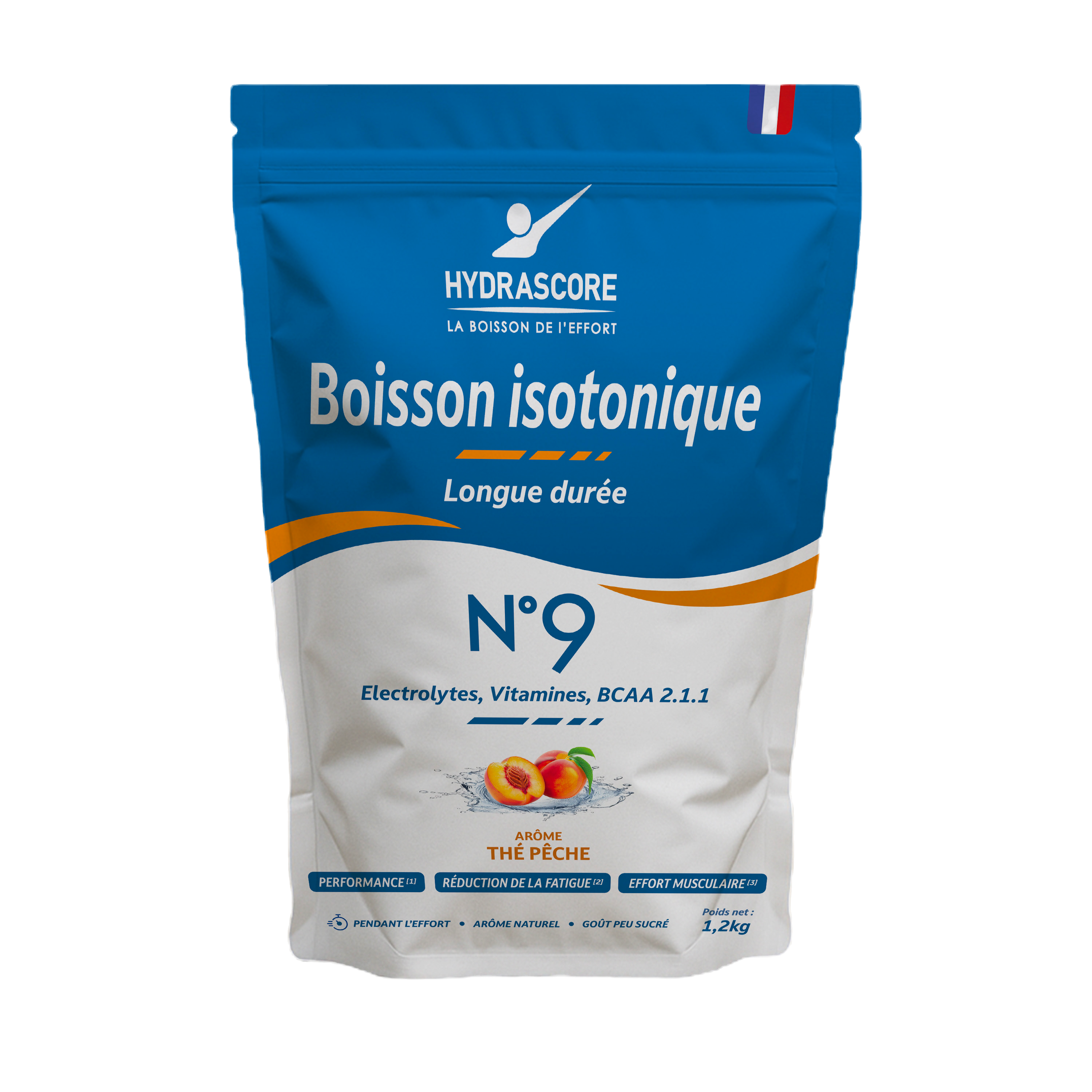 Hydrascore boisson isotonique longue durée N°9 Thé pêche, electrolytes, BCAA