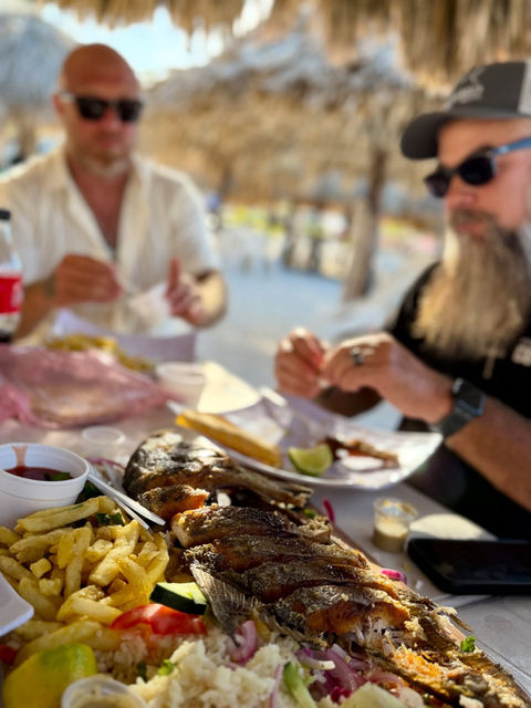 Progreso beach day on this guided Harley-Davidson motorcycle tour in Mexico