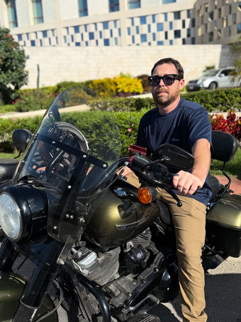 The Avani Hotel in Cancun with Harley-Davidson motorcycles used for guided tours in Mexico