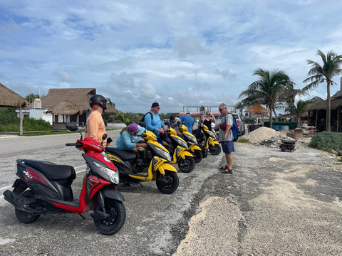 scooters in Cozumel on a guided tour