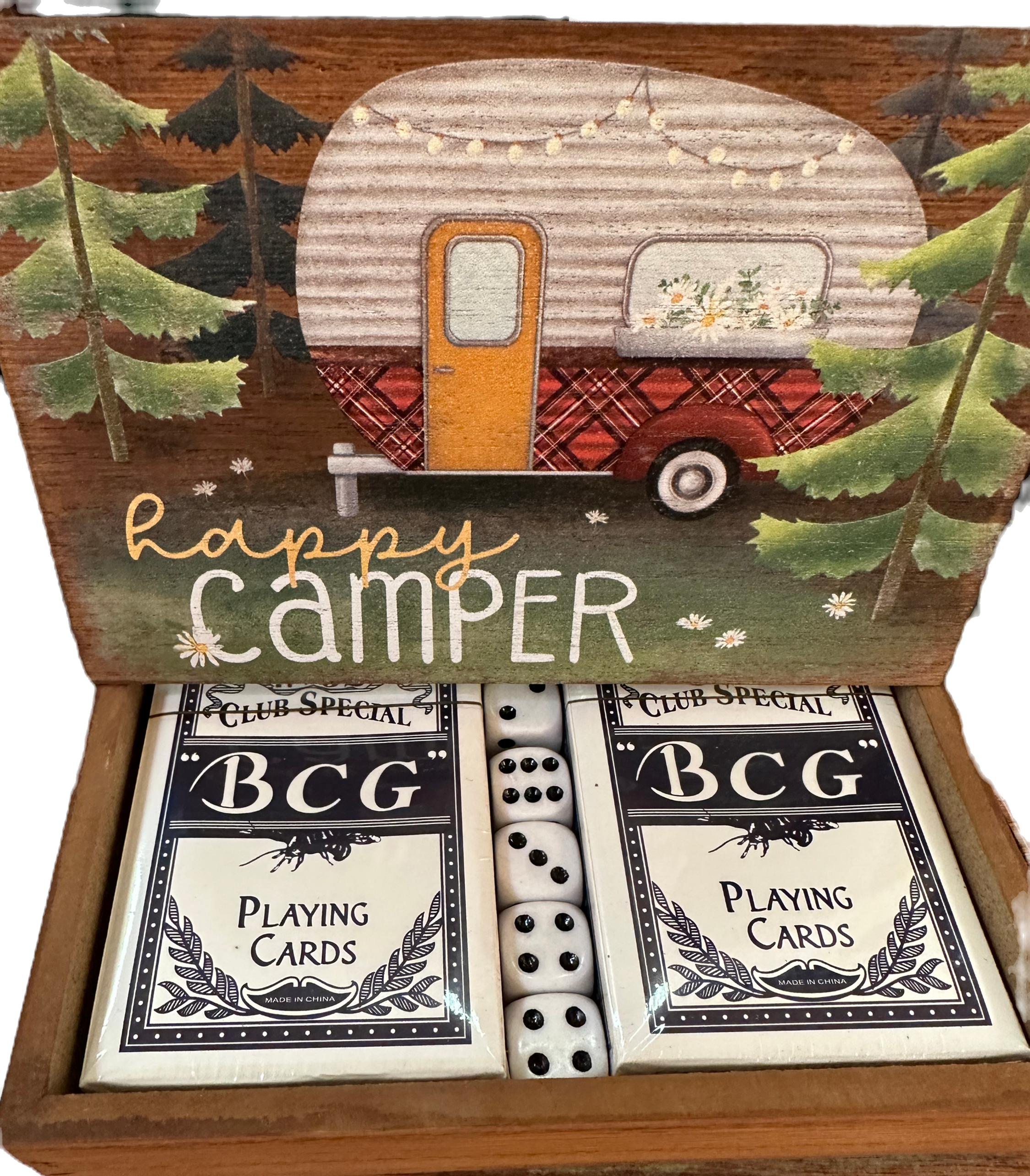 Happy Camper Dice & Card holder