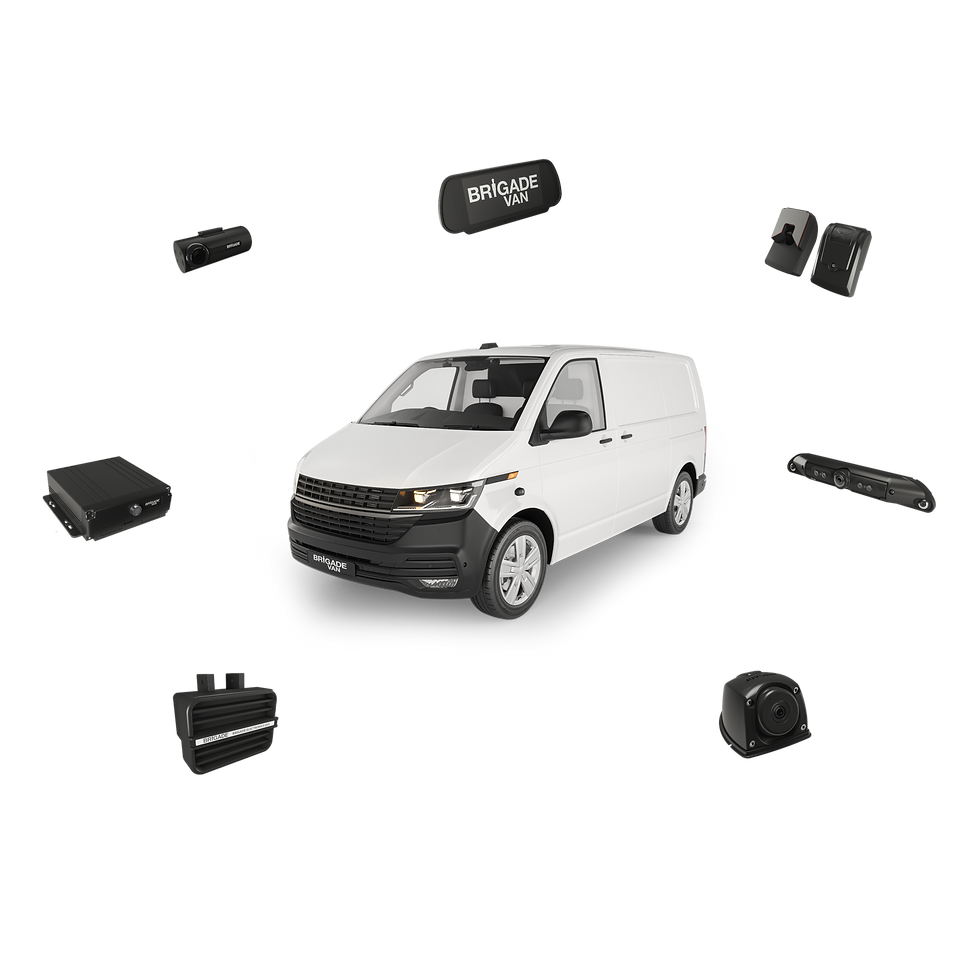 Van with Safety System items around it