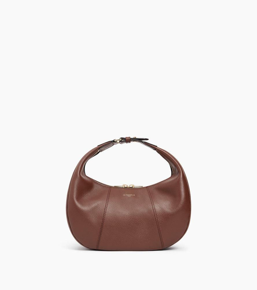 Petit sac hobo Le Tanneur Juliette en cuir grainé marron ebène