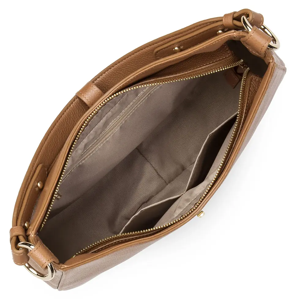 Miniature : Sac besace Foulonné Milano porté épaule Lancaster cuir vachette camel