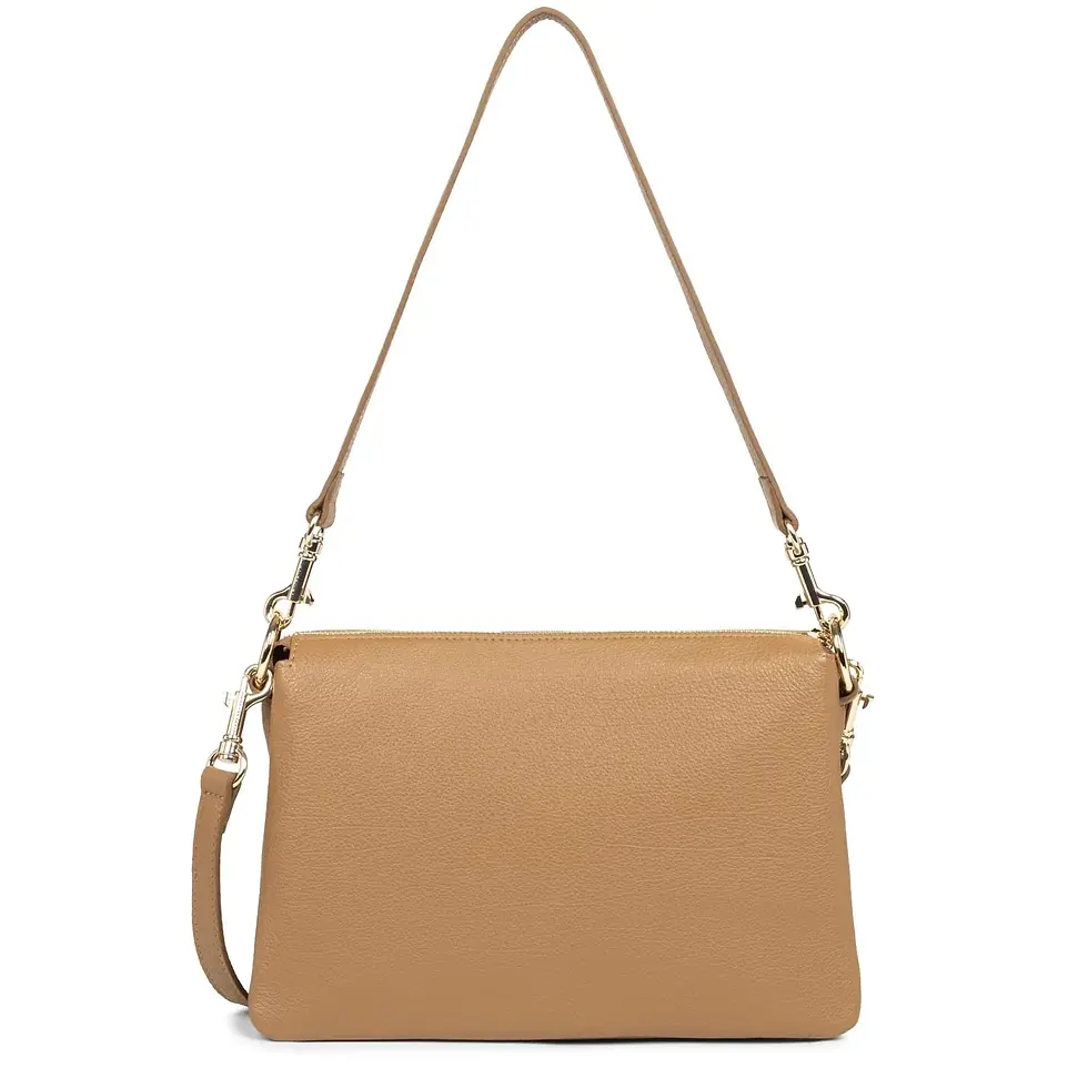 Miniature : Sac pochette Dune porté main travers ou épaule Lancaster cuir vachette camel