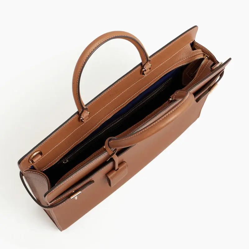 Miniature : Porte document 15" Le Tanneur Emilie en cuir grainé camel