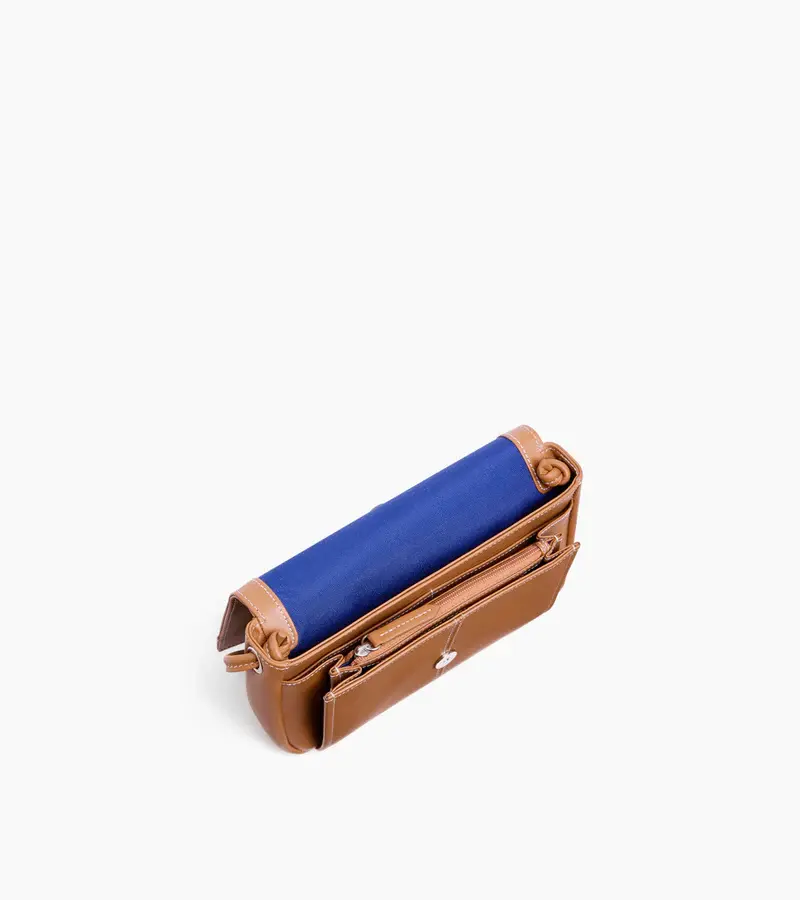 Miniature : Pochette Le Tanneur avec bandoulière amovible Charlotte en cuir lisse camel
