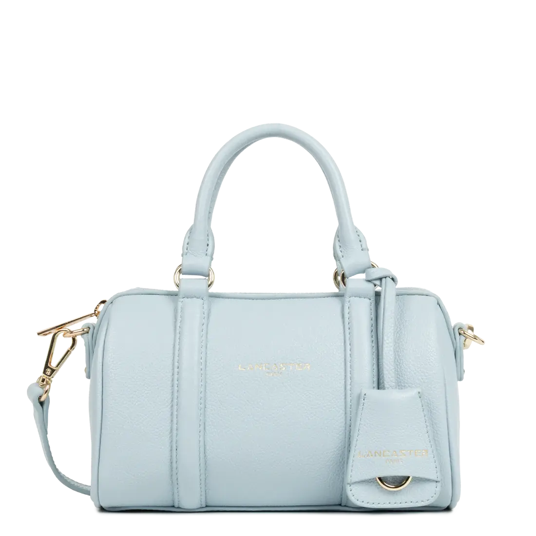 Petit sac polochon Milano Ana porté main ou travers Lancaster cuir vachette bleu