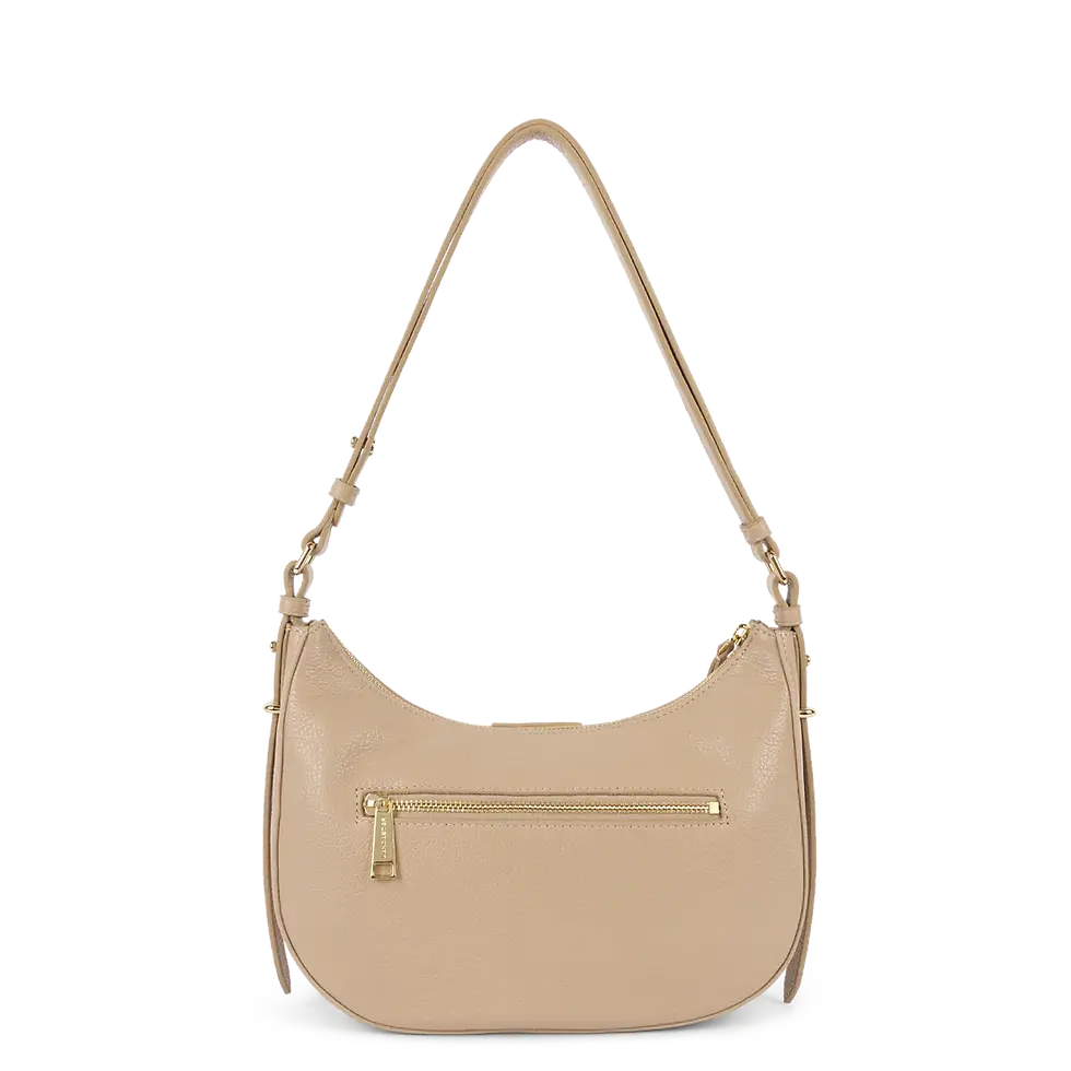Miniature : Sac hobo Dune porté épaule Lancaster cuir vachette beige foncé