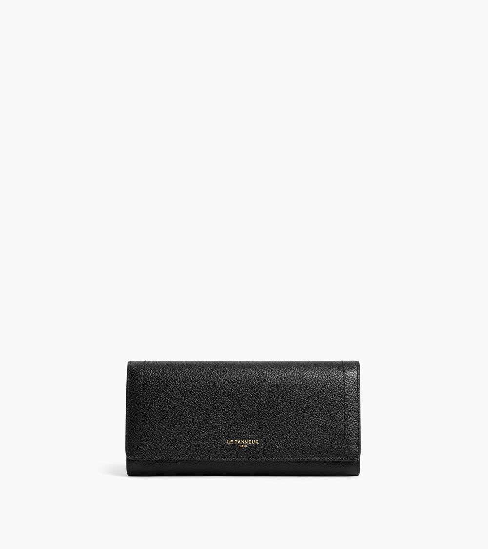 Grand portefeuille à rabat Le Tanneur Louison en cuir grainé noir