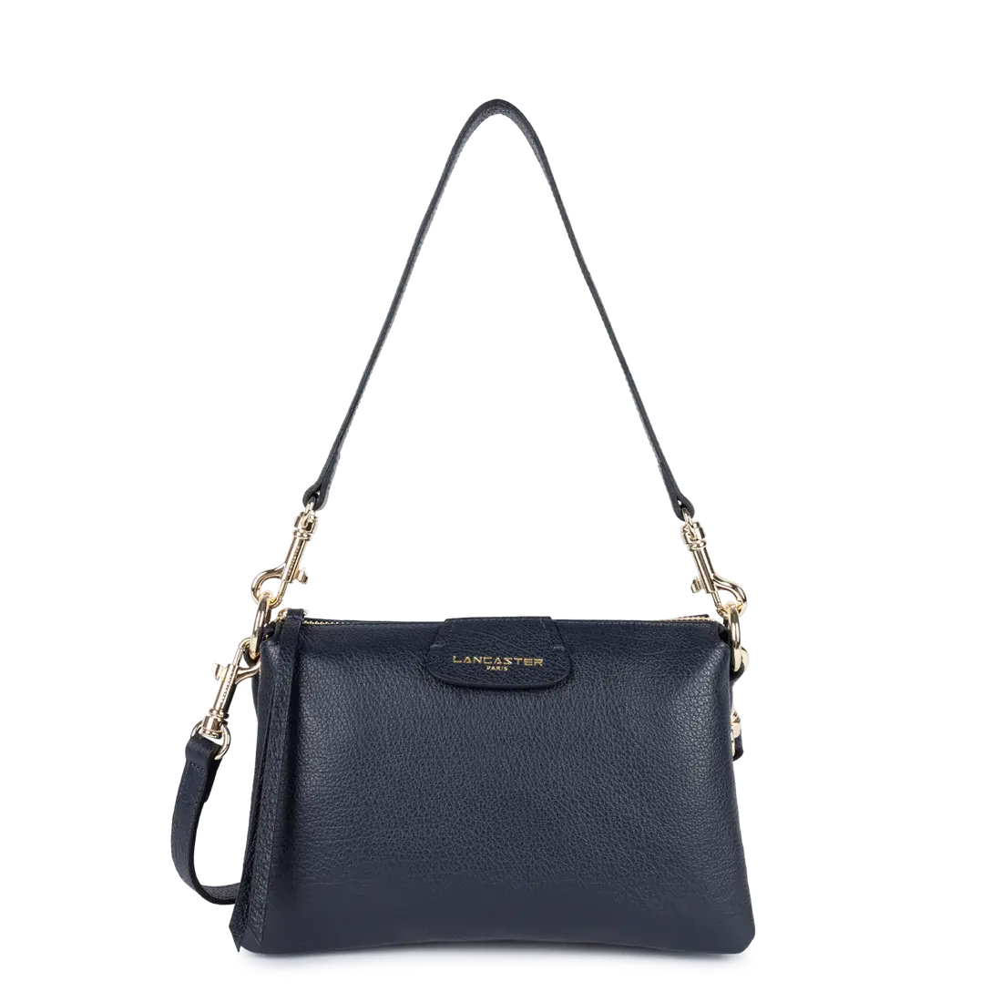 Sac pochette Dune porté travers ou épaule Lancaster cuir vachette marine