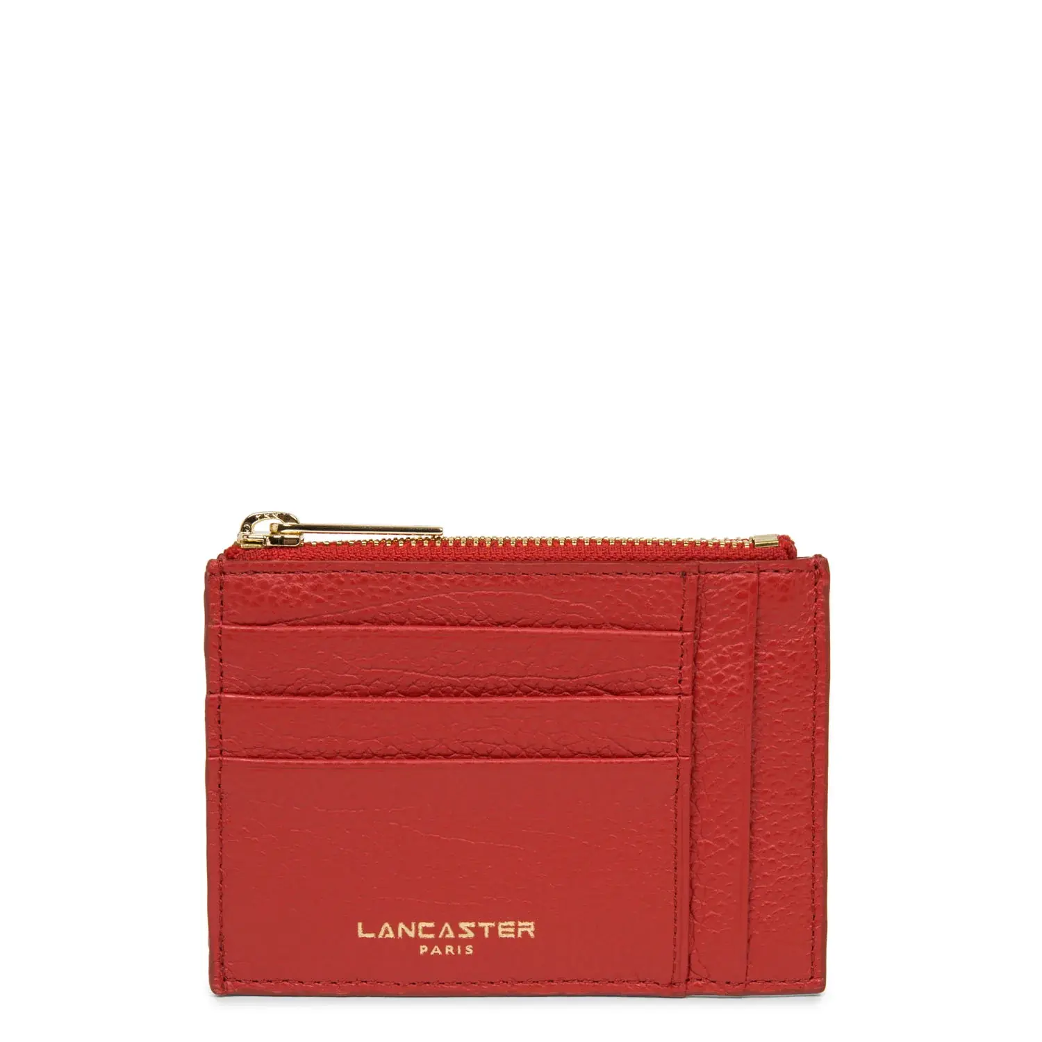 Porte cartes Lancaster Dune cuir vachette rouge