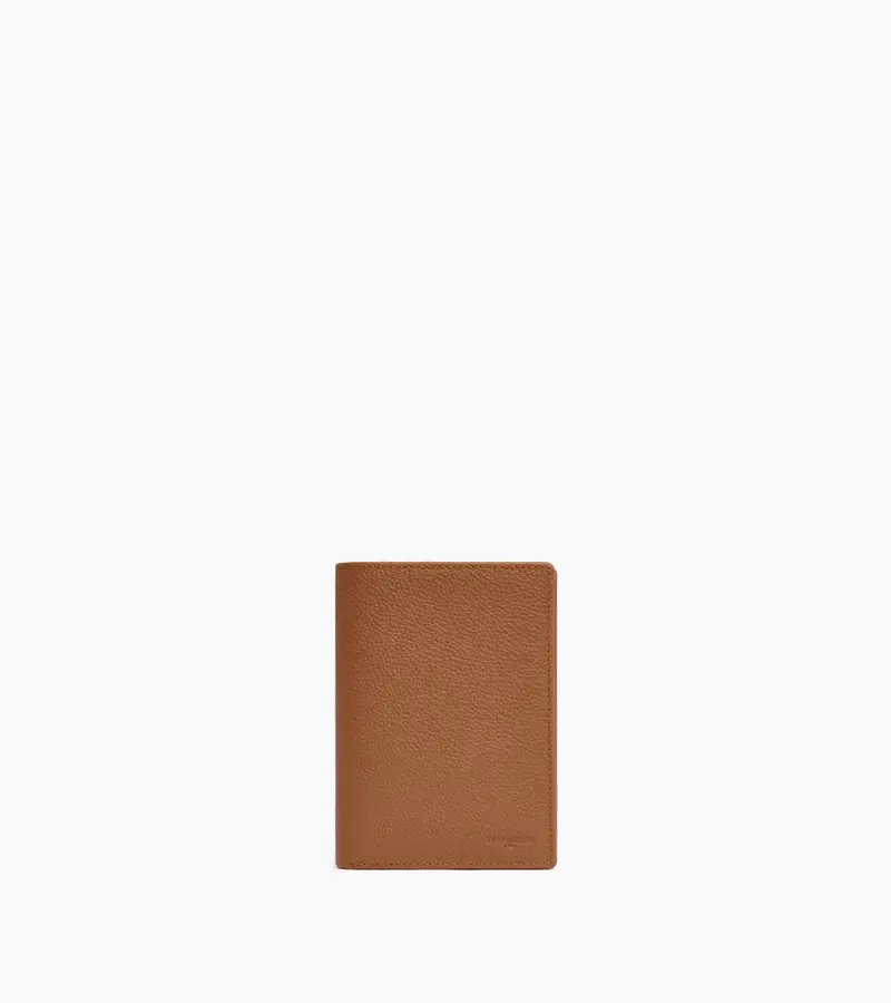 Portefeuille vertical zippé 2 volets Le Tanneur Charles en cuir grainé camel