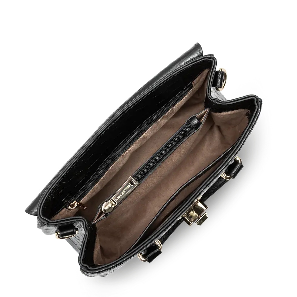 Miniature : Sac à main Exo porté main ou travers Lancaster cuir vachette noir