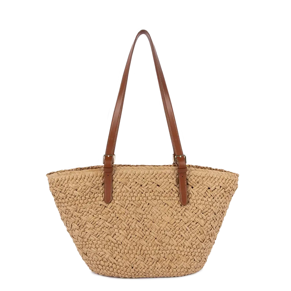 Miniature : Sac cabas porté épaule Le panier Lancaster osier et cuir cognac