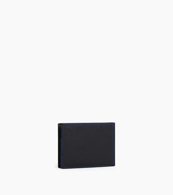 Miniature : Portefeuille à rabat Le Tanneur 2 volets Charles en cuir grainé noir bleu