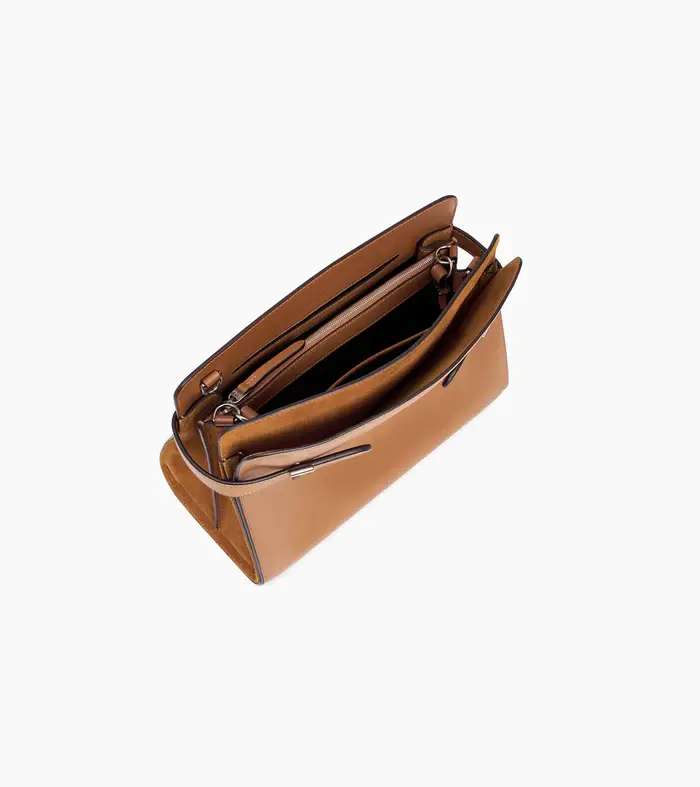 Miniature : Sac cabas Le Tanneur Emilie grand modèle en cuir lisse et nubuck camel
