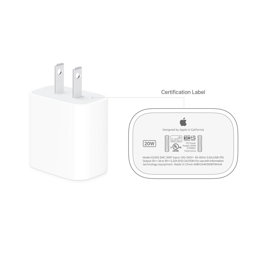 Miniatura: Adaptador de corriente APPLE USB-C de 20 W (A2305)