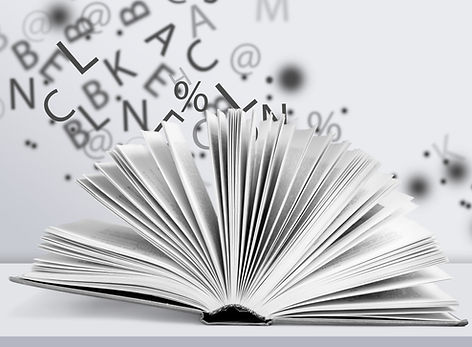 Open book with alphabet letters flying out. Dyslexia.