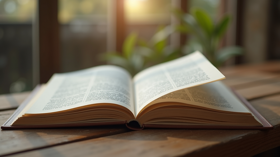 Wide-angle view of an open book with health coverage information