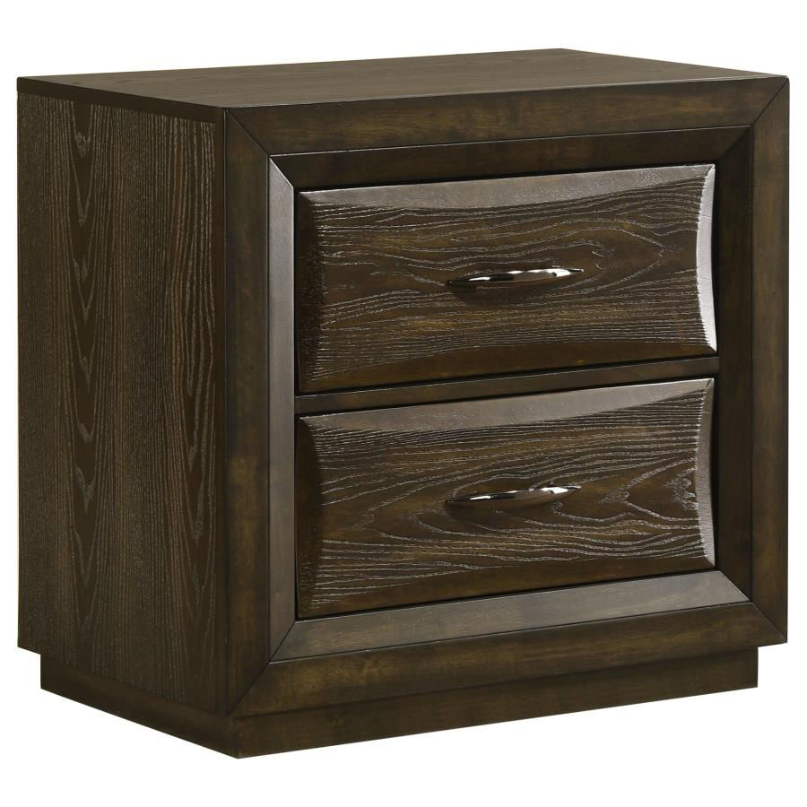Atlas 2-drawer Bedroom Nightstand Bedside Table Dark Oak