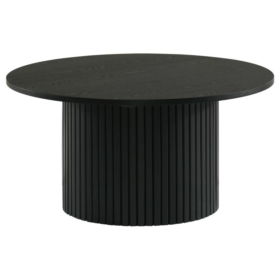 Hamlyn Round Fluted Occasional Cocktail Coffee Table Black