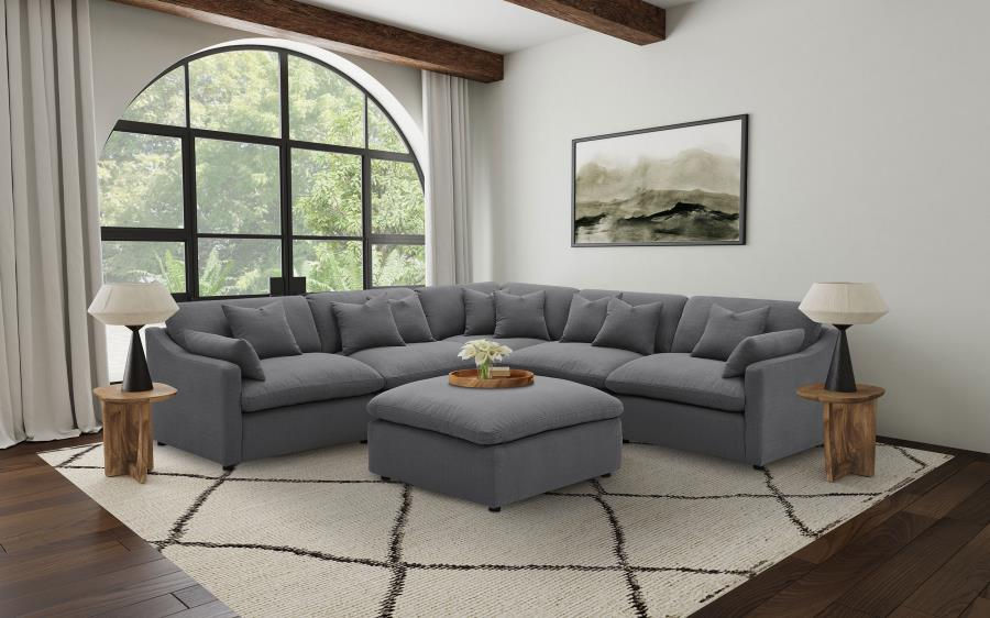Hobson 6-piece Upholstered Modular Sectional Sofa Charcoal