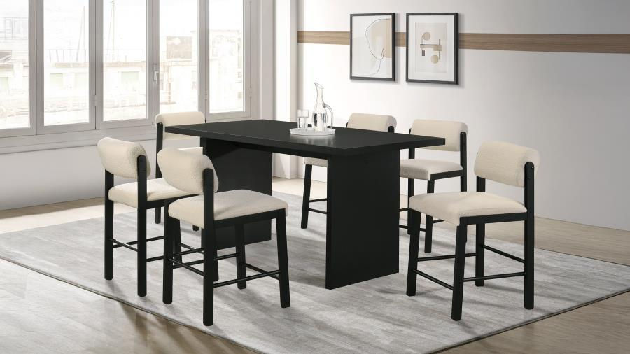 Decker 7-piece 70-inch Rectangular Counter Height Dining Set Cream and Black