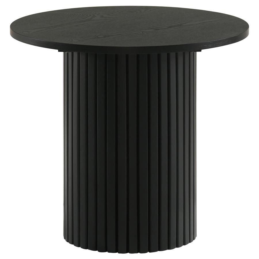 Hamlyn Round Fluted Occasional Side End Table Black