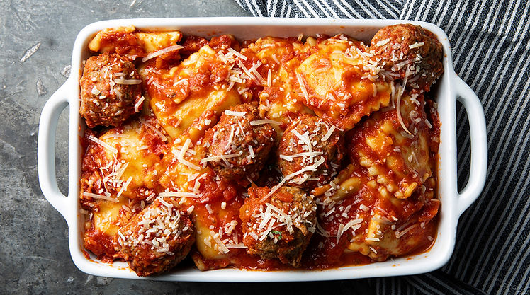 Baked Ravioli & Meatballs - Small