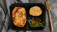 Lasagna TV Dinner w/Green Beans and Garlic Cheese Bread