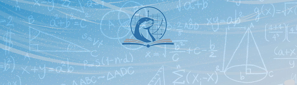 The logo of Otterly Mathematics with designs at the background