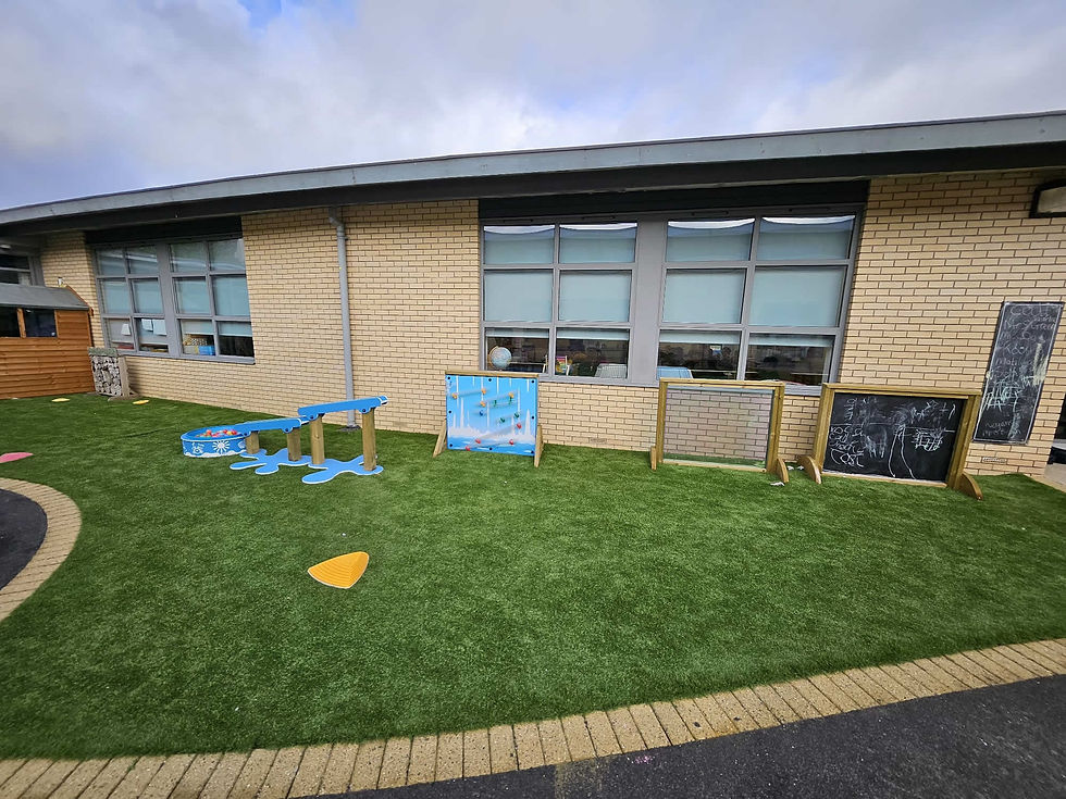 playground water wall and water cutes with moveable chalkboard and paint station