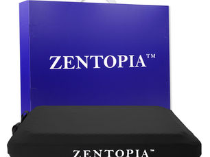 Black ZENTOPIA® seat cushion displayed in front of gift box