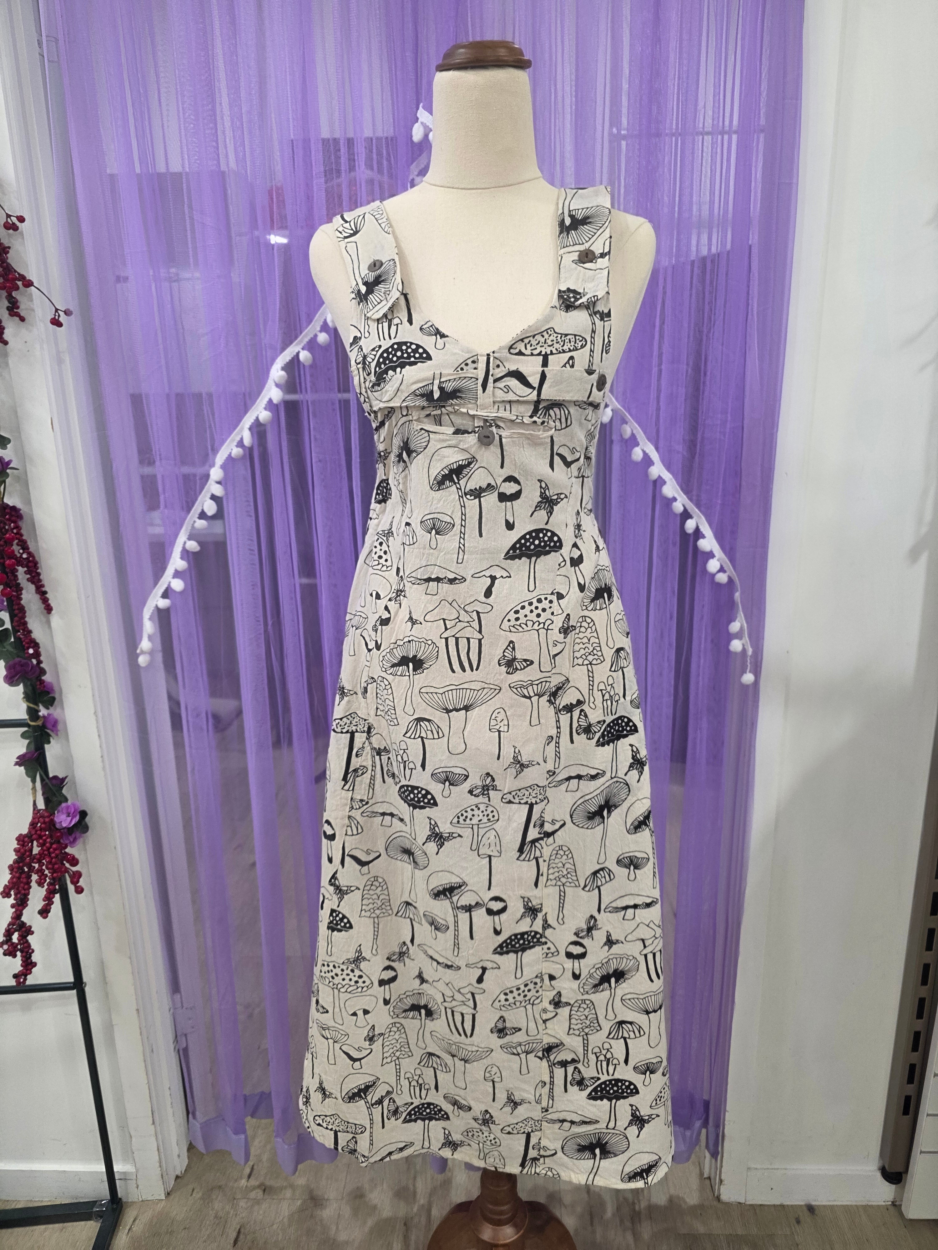 Mushroom pinafore dress