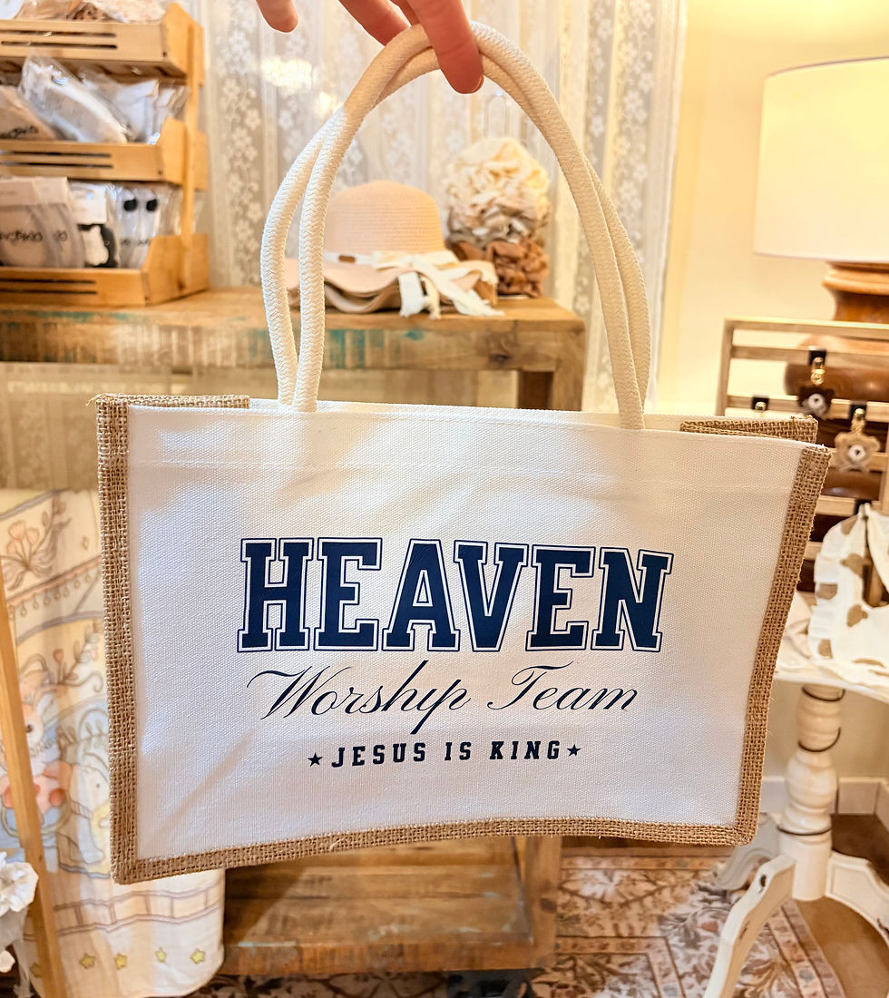 Tote bag with 'HEAVEN Worship Team • JESUS IS MINE •'