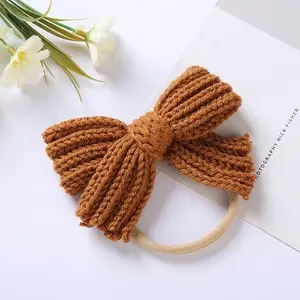 Brown knitted bow headband