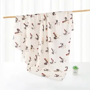 Newborn baby swaddle, white with lobster pattern