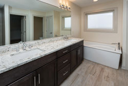 Stained Cabinet in Bathroom