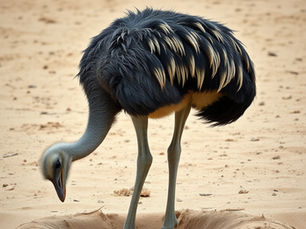 An ostrich about to put its head in the sane