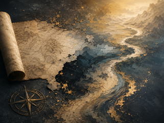 An old map begins to dissolve into an uncharted landscape, reminding us that while the route may change, the vision remains. Growth isn't about following a perfect plan—it's about continuing forward with purpose, even when the path is still unfolding.