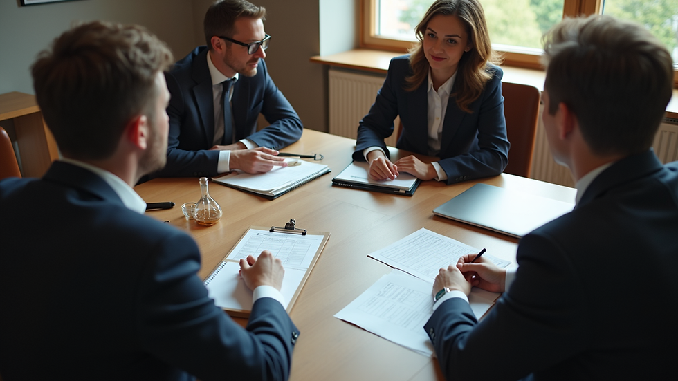 High angle view of a legal consultation in progress