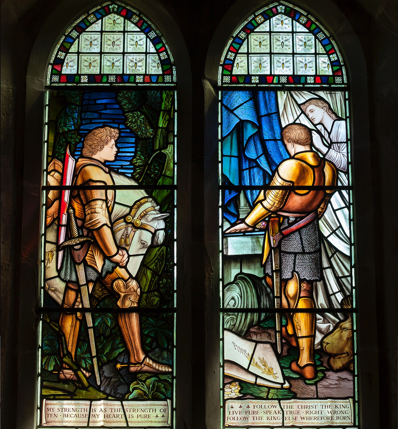  stained glass window by Watts in All Saints' Church, Freshwater