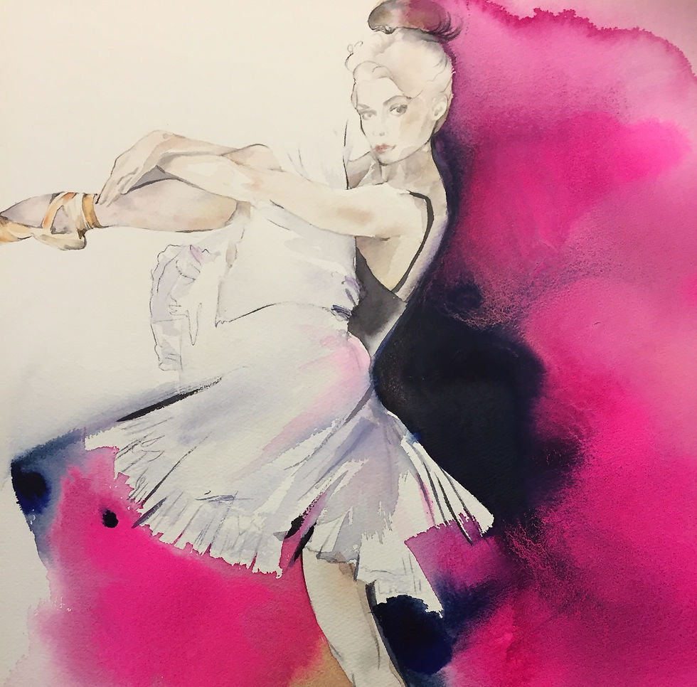From the Heart ballerina watercolour ballet fashion art by Sydney artist & designer, Belinda Baynes