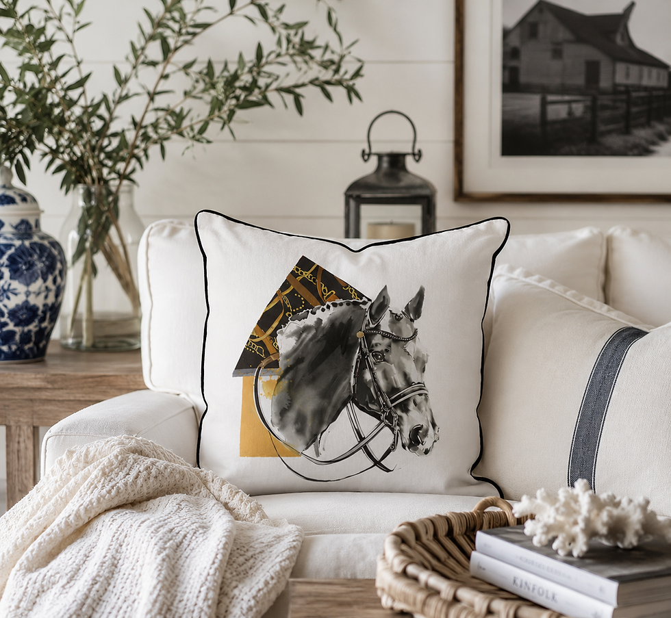 Cheval de Dressage Blanc Luxury Equestrian Cushion | Hamptons Horse Decor