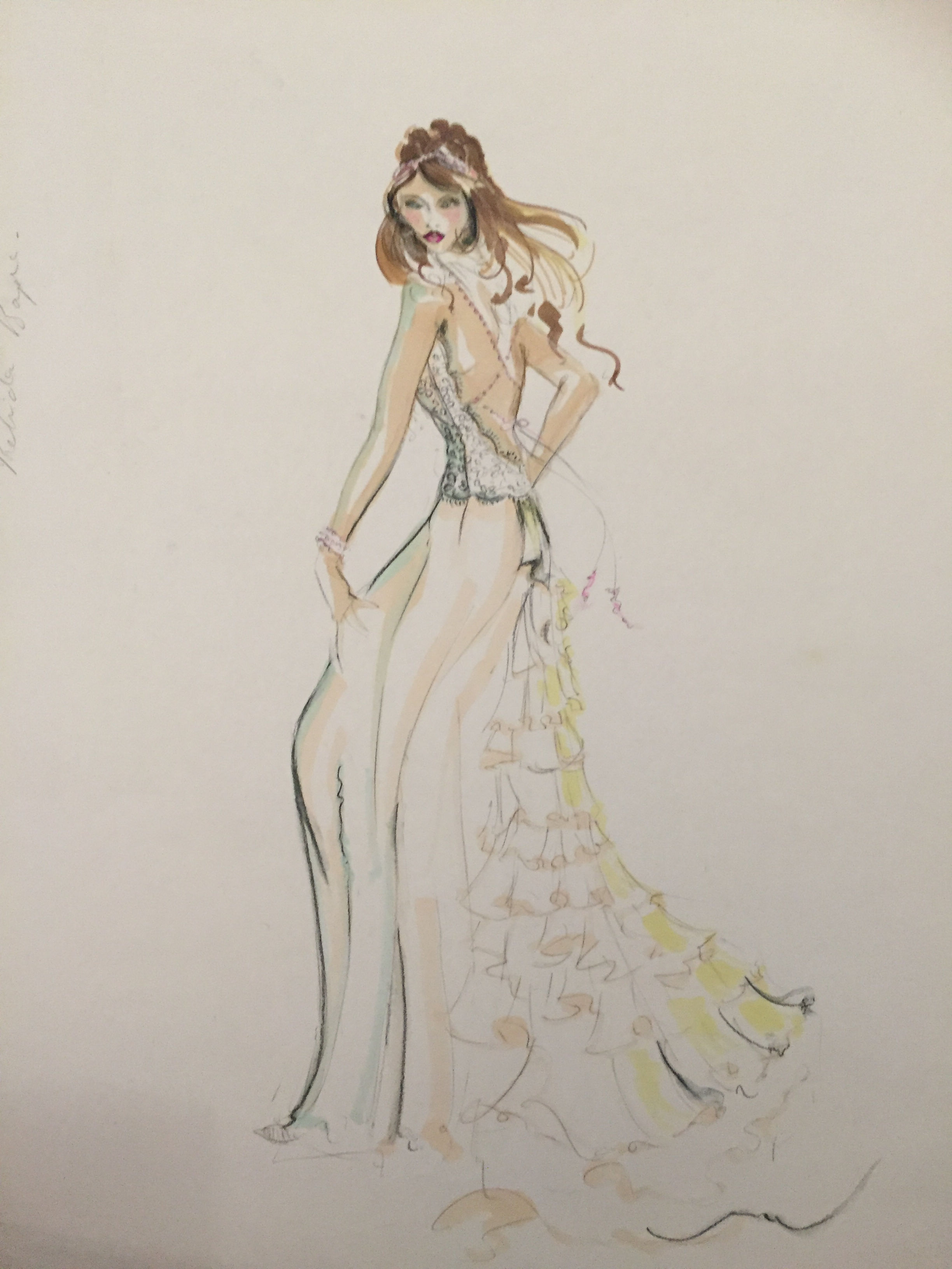 Wedding Bridal Fashion illustration art by Sydney artist & designer at Pony and Belle. Commission custom wedding bridal art