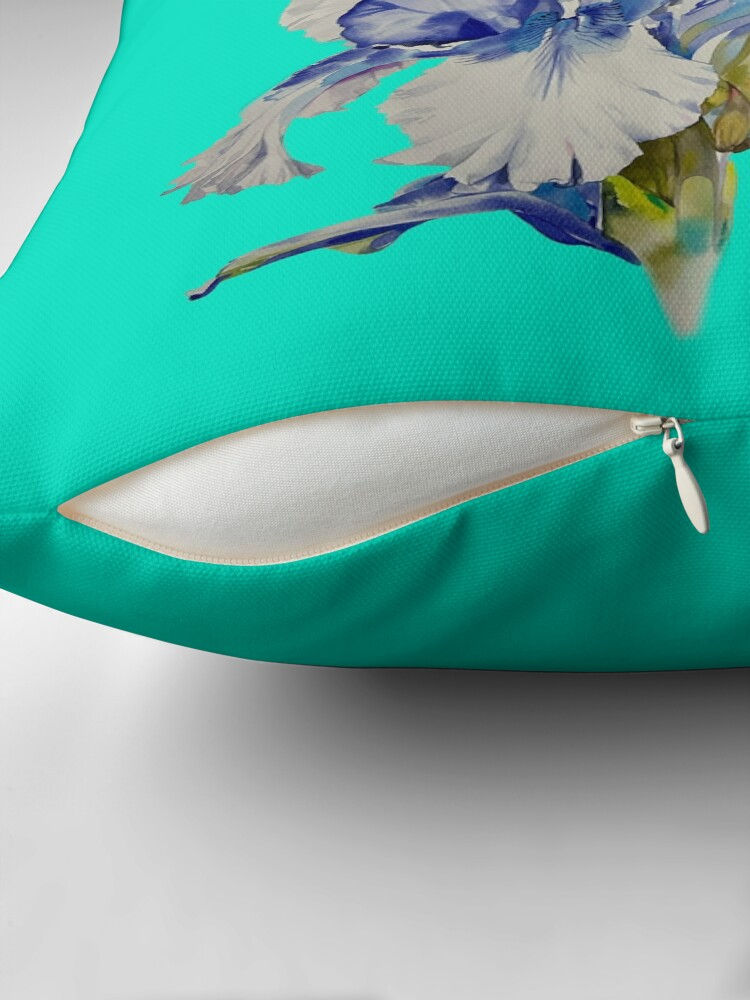 Thumbnail: Hamptons style floral cushion with colourful iris painting